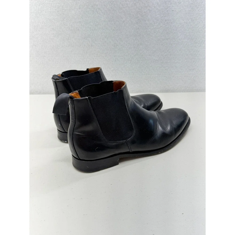 Church's Royal Tweed Amberley Black Leather Chelsea Boots 9.5 UK 10.5